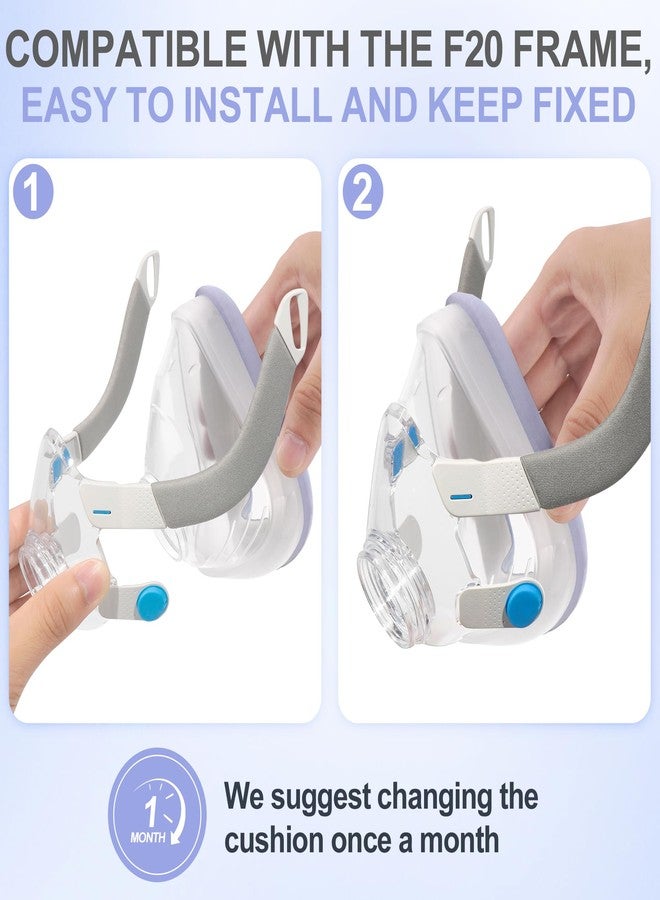 MEDICOLOR 2 Packs Replacement F20 Fabric Mask Cushion (L) for AirFit F20 & Airtouch F20, Full Face Mask Wrapped by Breathable Fabric, F20 Cushion for CPAP Users, No Silicone Contact & Stuffiness (Purple,Large) - Image 5